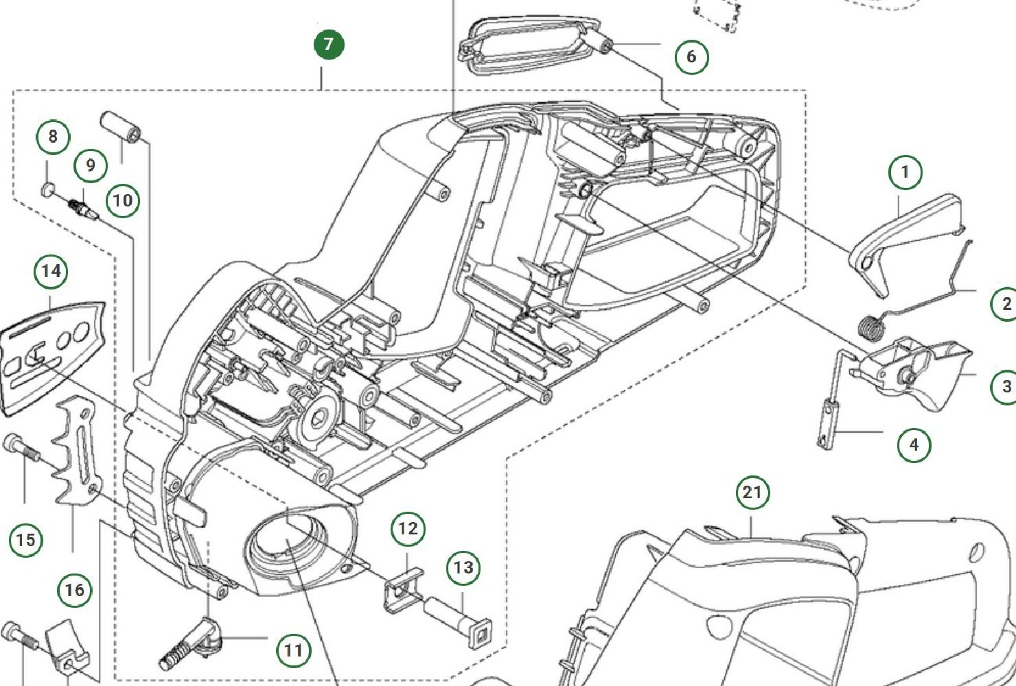 KURBELGEHÄUSE HÄLFTE mit KUPPLUNG u.Lage