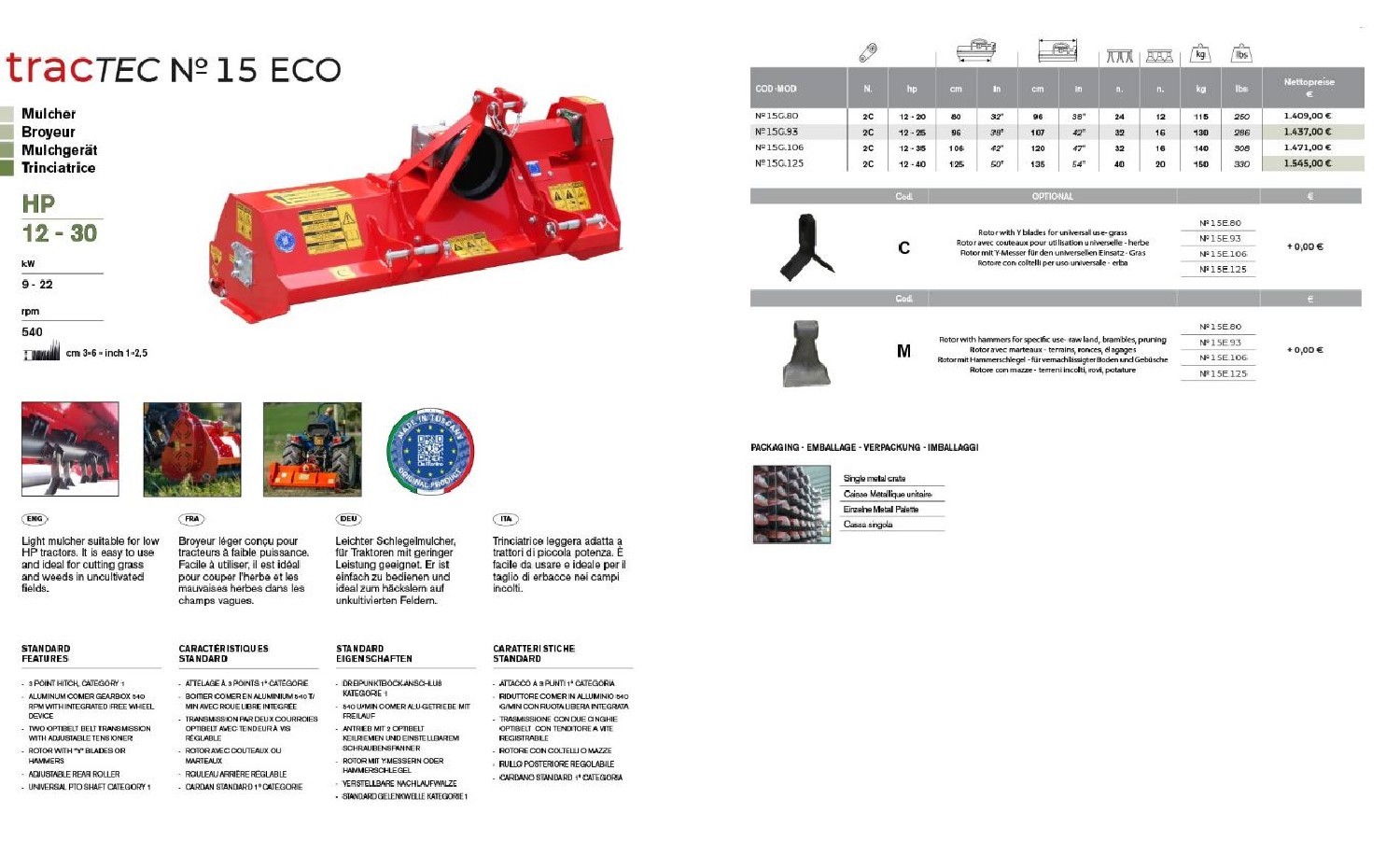 MULCHGERÄT TracTec N15 Eco 125cm