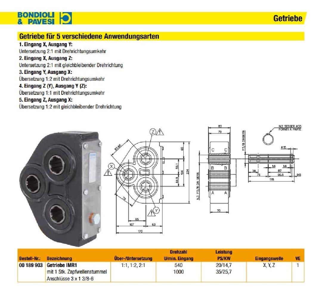 GETRIEBE IMR1 Multifunktion Bondioli
