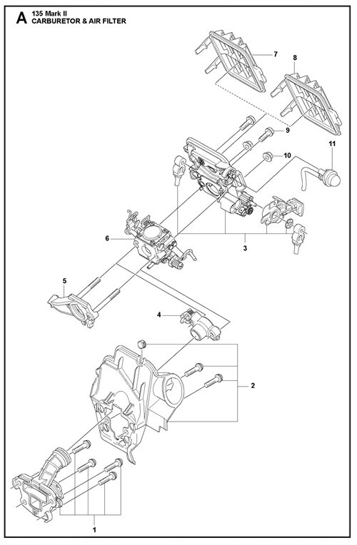 130-135II   [135II] VERGASER+LUFTFILTER