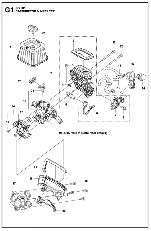 565-572XP(G)-VERGASER UND LUFTFILTER