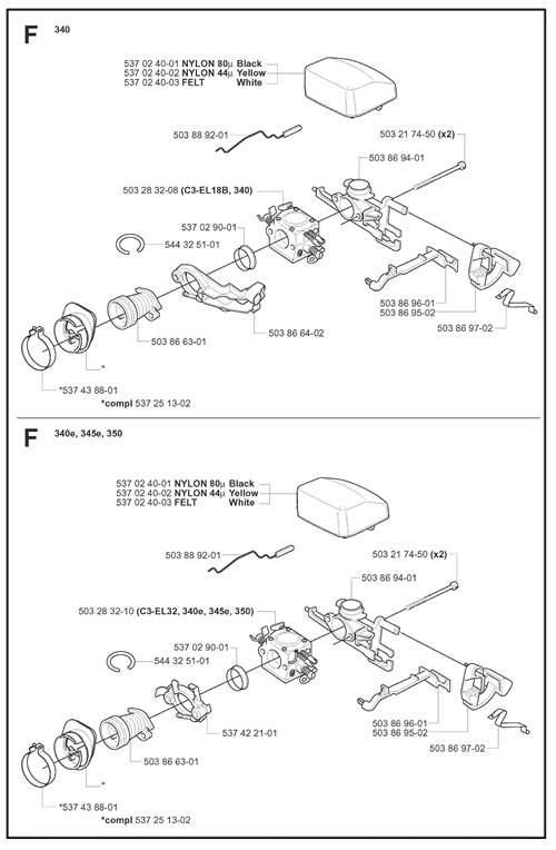 340-345-350   [350] VERGASER+LUFTFILTER