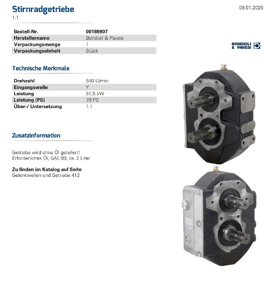 UMKEHRGETRIEBE 1:1 BONDIOLI 51,5KW