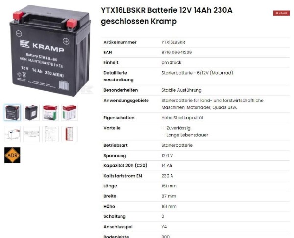 BATTERIE 12V 14Ah geschlossen